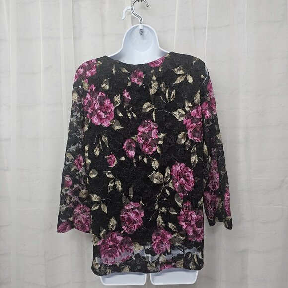 Vintage White Stag Blouse Mesh Sheer Floral Goth Whimsigoth Black Purple XL - Picture 6 of 11